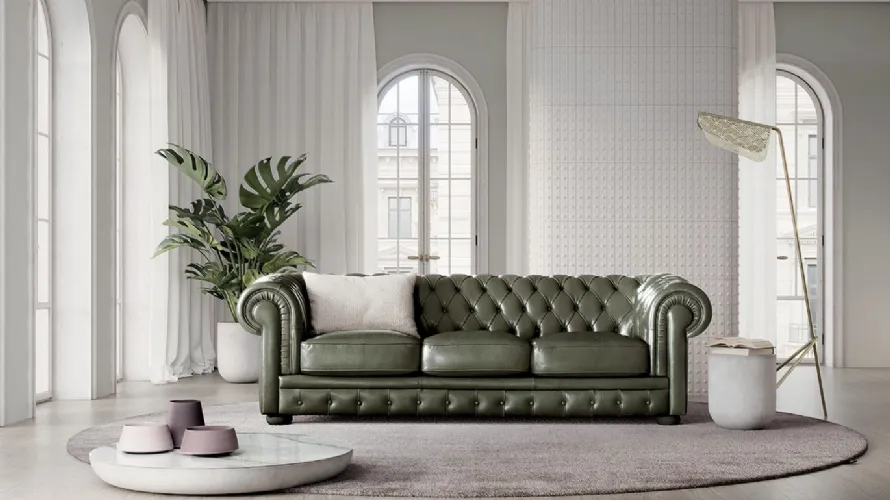 divano chesterfield lineare tre posti Alioth