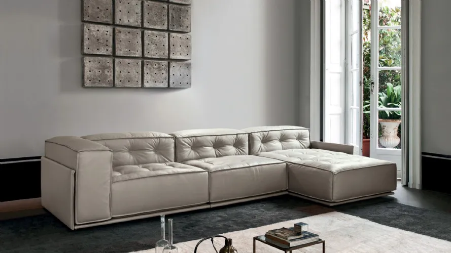 Glamour divano in pelle con bottone 
