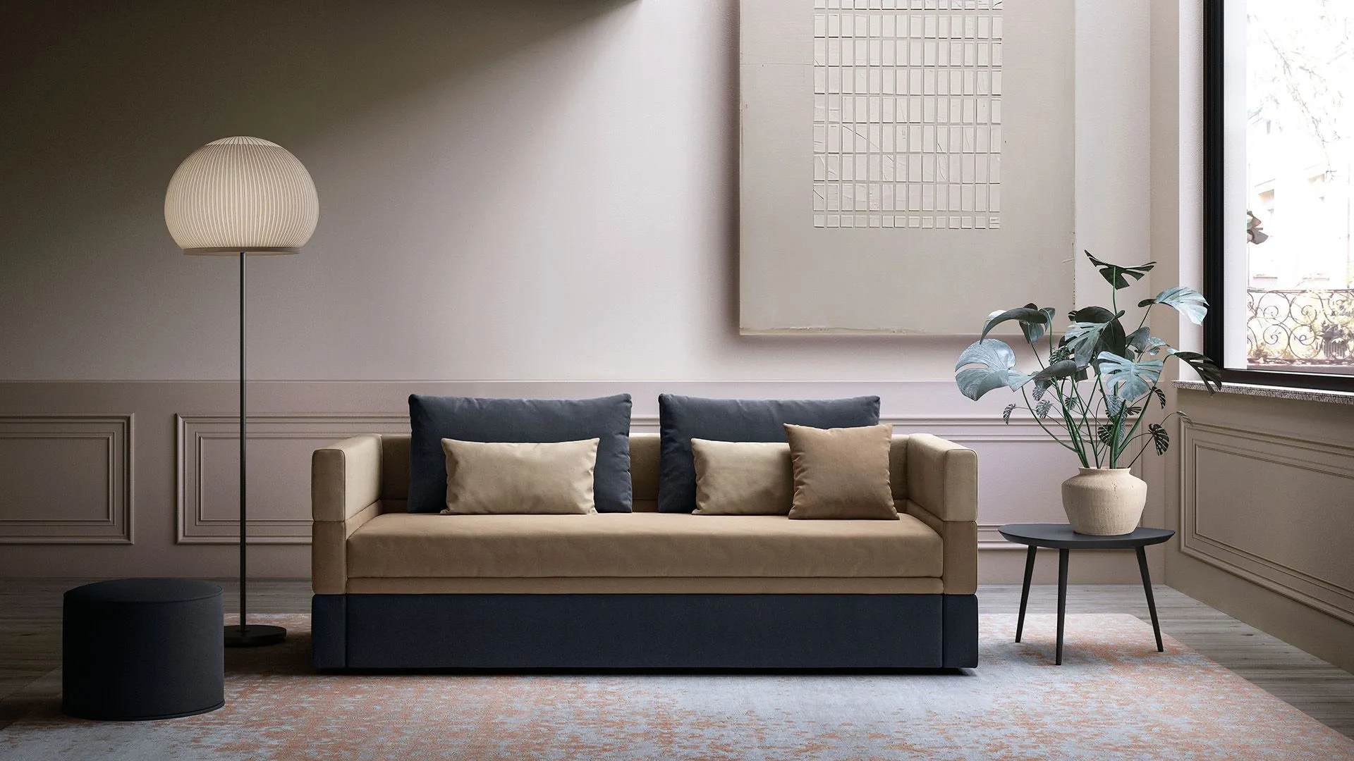 Tarek divano con pronto letto multicolor