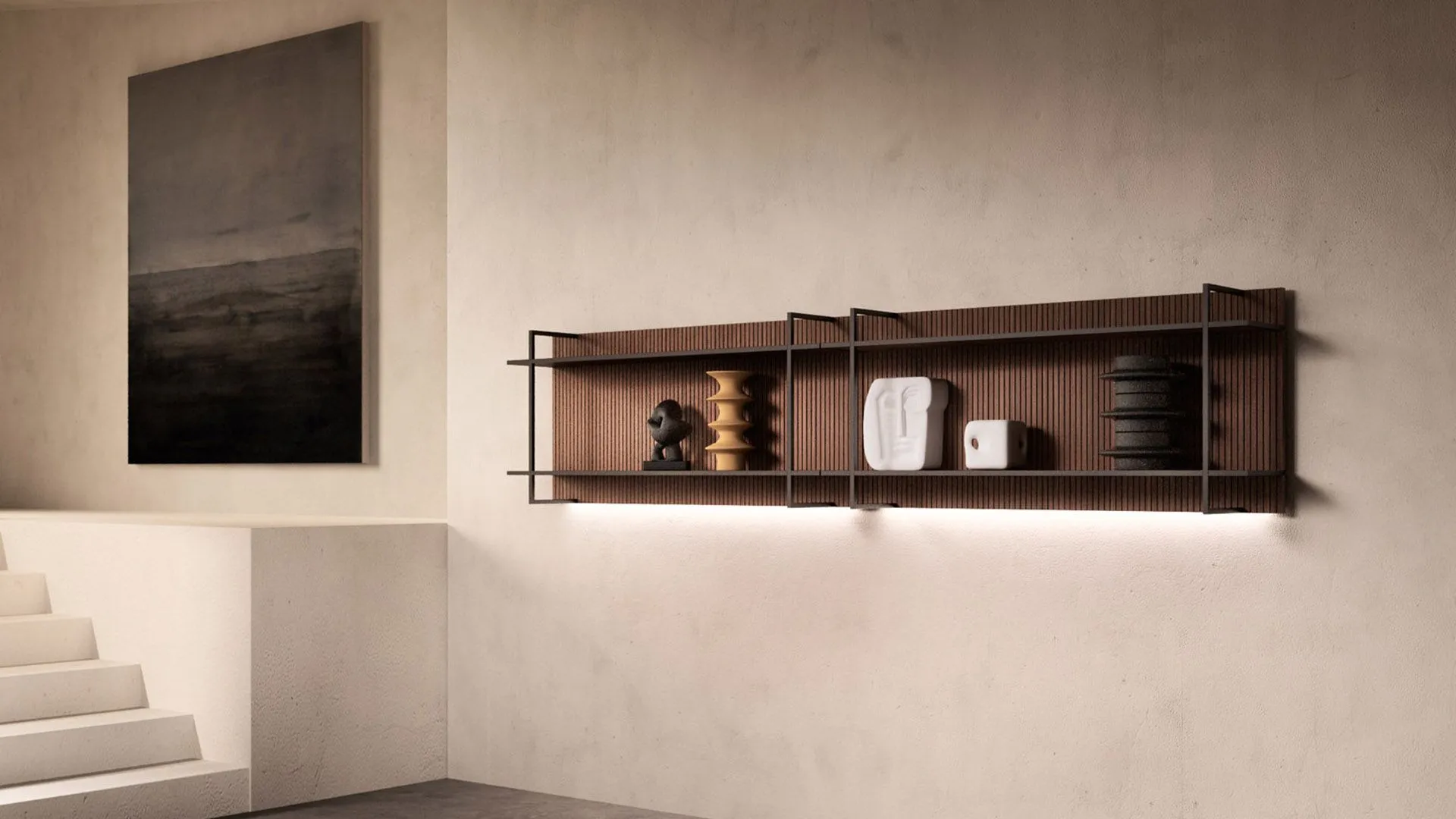libreria cannettata con led